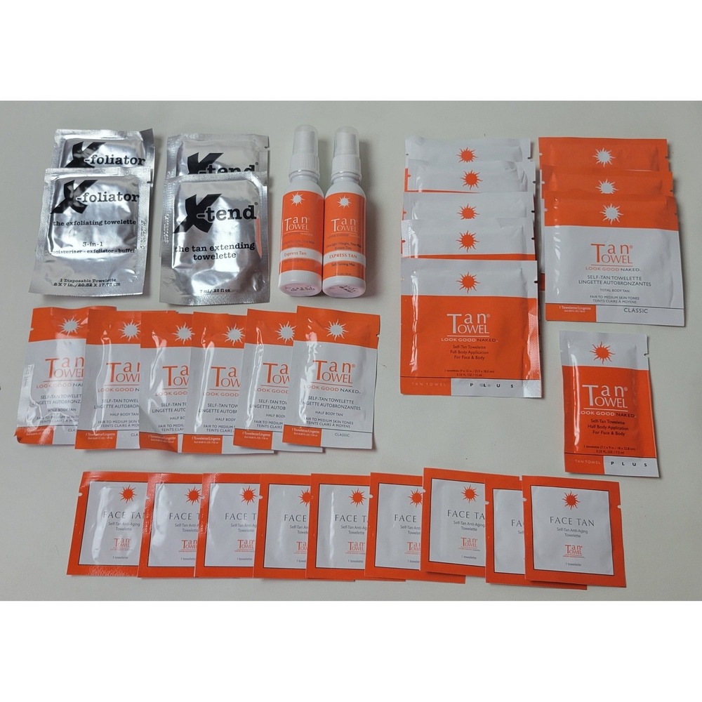 30pc TanTowel Self Tanning Bundle Towelettes Plus Classic Face Tan Express Mist